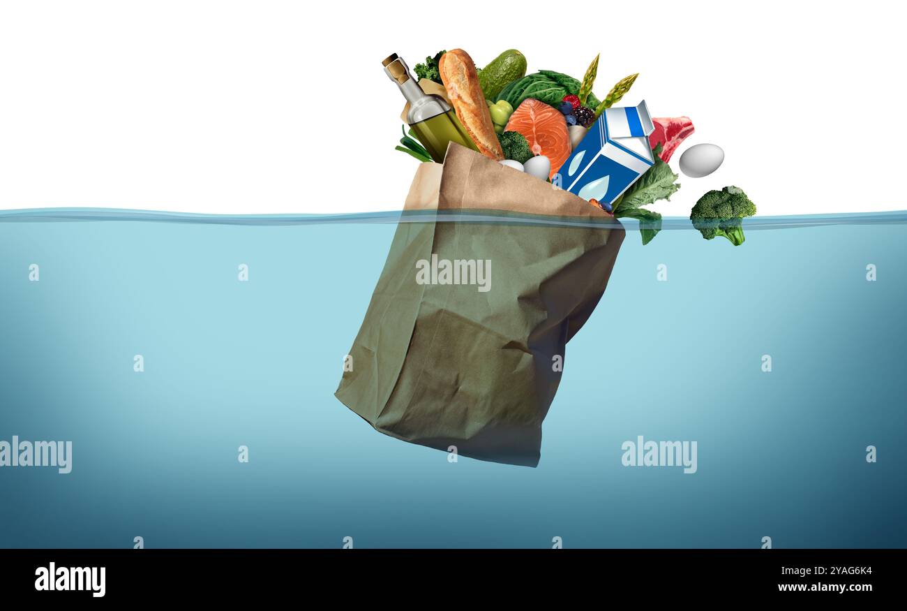 La crise de la sécurité alimentaire comme un concept des problèmes de durabilité agricole de la faim et de la malnutrition causées par l'économie et le changement climatique avec un Banque D'Images