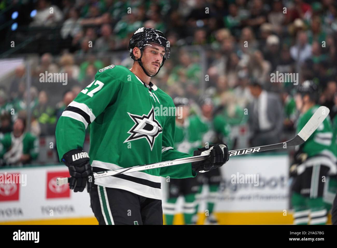 Dallas, États-Unis. 12 octobre 2024. Mason Marchment #27 est vu lors du match de la LNH entre les Stars de Dallas et les Islanders de New York au American Airlines Center. Dallas Stars bat Minnesota Wild 3-0. Le 12 octobre 2024 à Dallas, Texas, États-Unis. (Photo de Javier Vicencio/Eyepix Group/SIPA USA) crédit : SIPA USA/Alamy Live News Banque D'Images