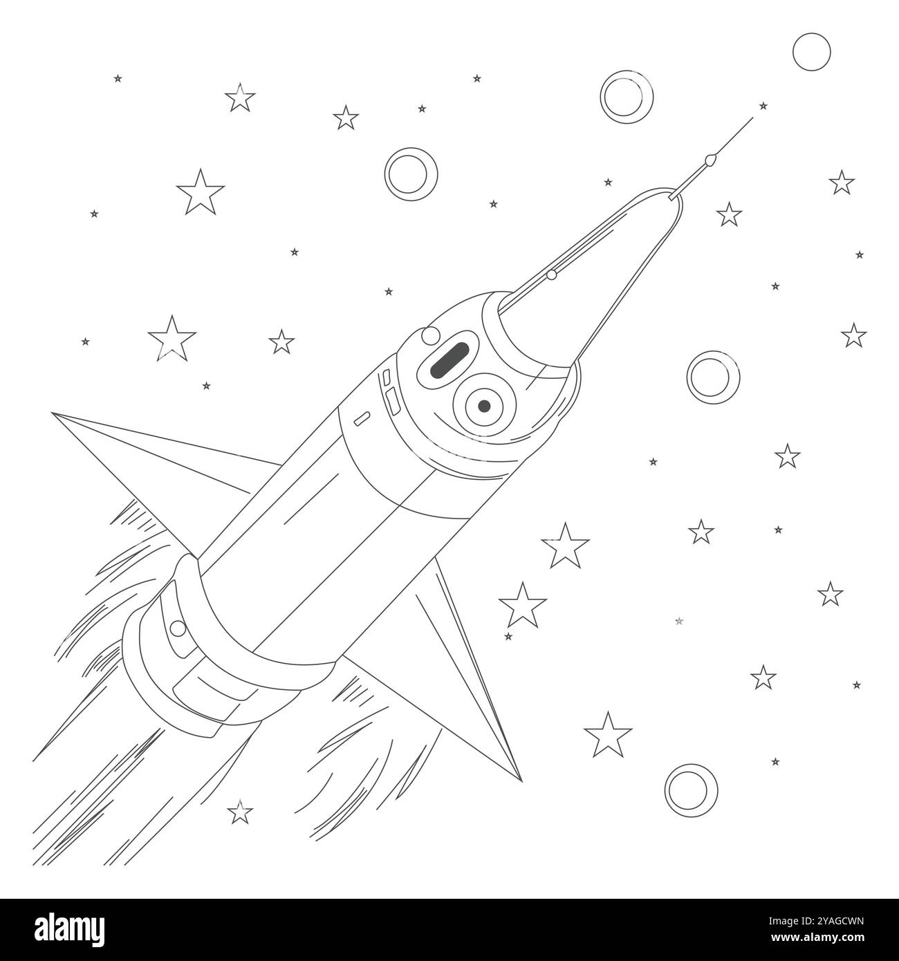 Modèle de bannière d'espace dessiné à la main. Space Doodle illustration vectorielle avec fusée de bande dessinée, planètes, étoiles. Univers pour votre design. Motif sans couture Illustration de Vecteur