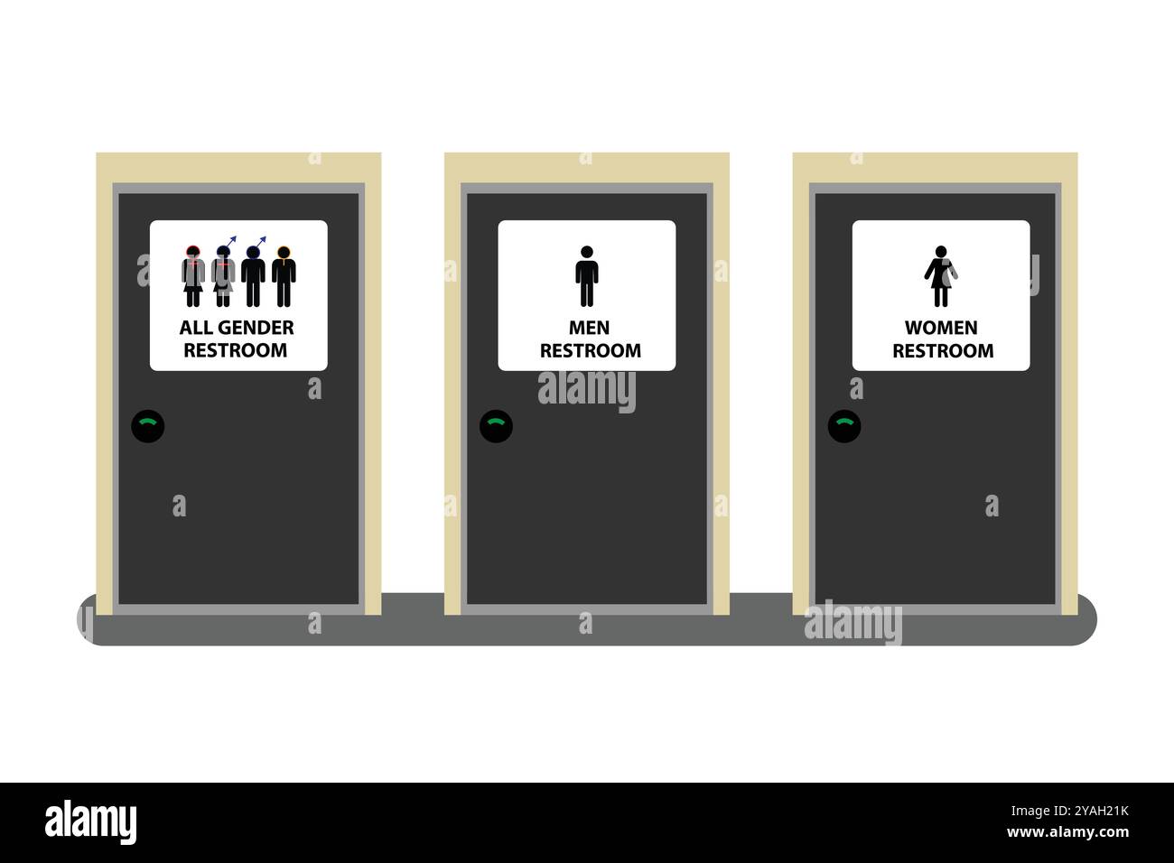 Trois types de toilettes sur fond blanc : hommes, femmes et toutes les toilettes de genre Illustration de Vecteur Trois types de toilettes sur fond blanc : hommes, femmes et toutes les toilettes de genre Illustration de Vecteur