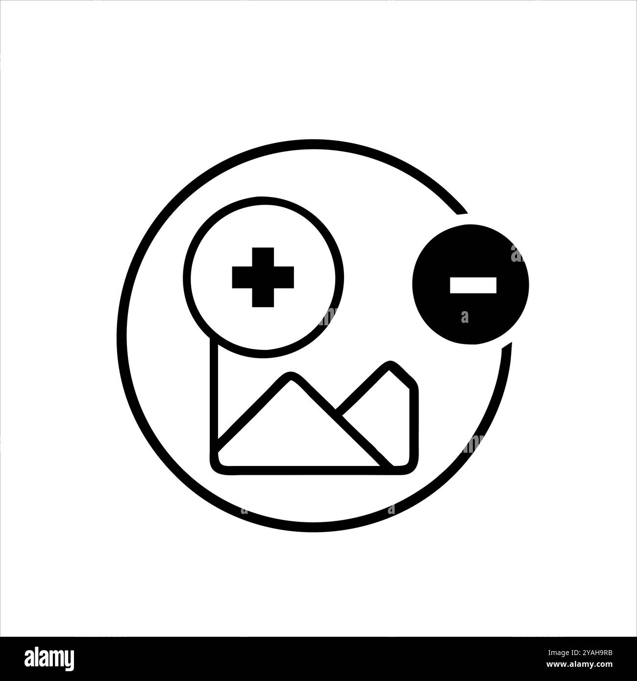 Icône d'édition de photos avec fonctions de zoom en gras Illustration de Vecteur