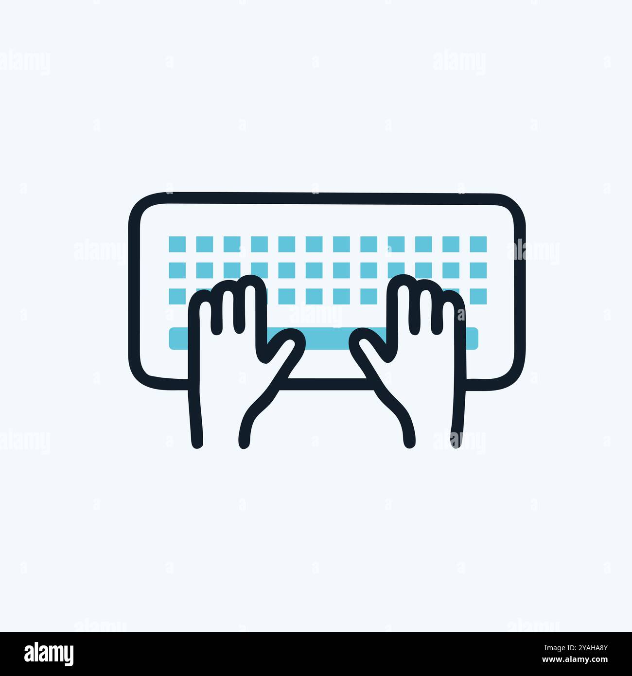 Taper sur le clavier par les mains images vectorielles d'art. Illustration de Vecteur