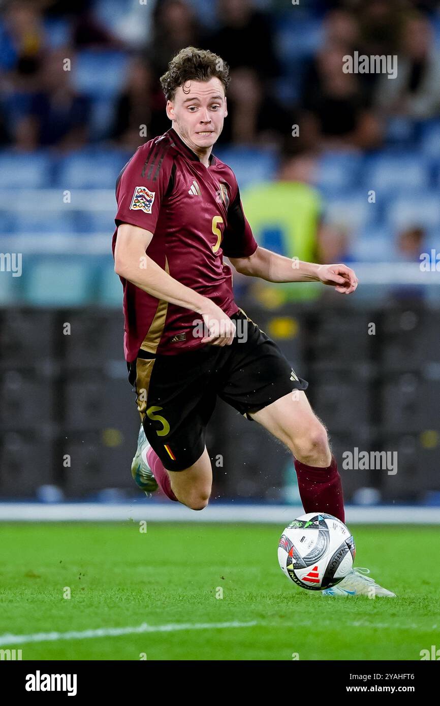 Maxim de Cuyper de Belgique lors du match de l'UEFA Nations League 2024/25 League A Group A2 entre l'Italie et la Belgique au Stadio Olimpico le 10 octobre 2024 à Rome, Italie. Banque D'Images