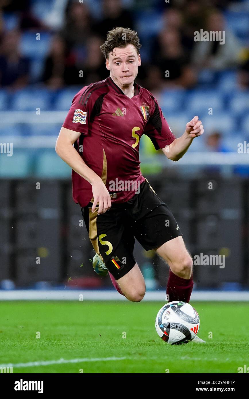 Maxim de Cuyper de Belgique lors du match de l'UEFA Nations League 2024/25 League A Group A2 entre l'Italie et la Belgique au Stadio Olimpico le 10 octobre 2024 à Rome, Italie. Banque D'Images