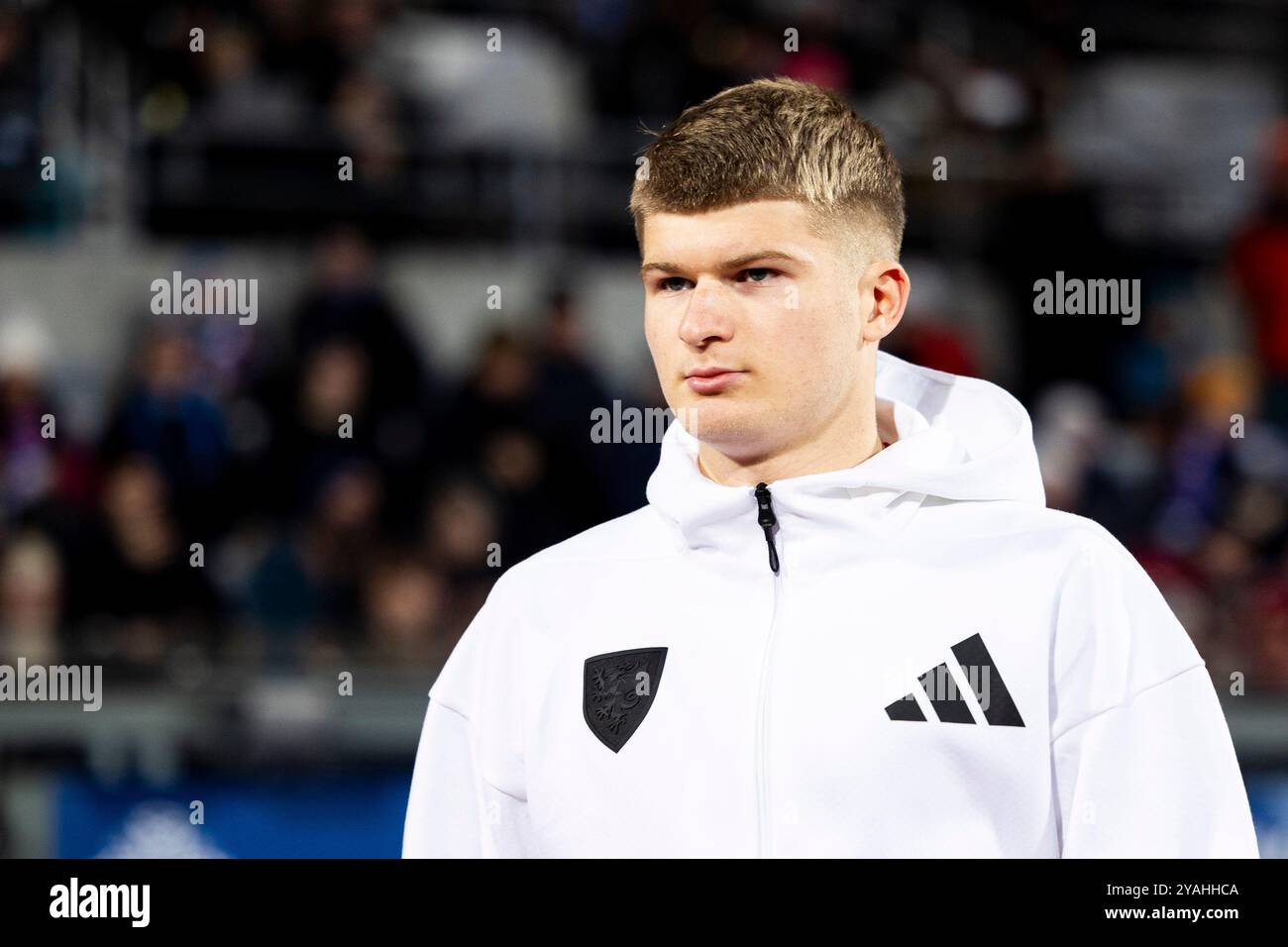 Jordan James du pays de Galles avant le coup d'envoi. Islande v pays de Galles dans la Ligue des Nations de l'UEFA au stade Laugardalsvöllur le 11 octobre 2024. Banque D'Images