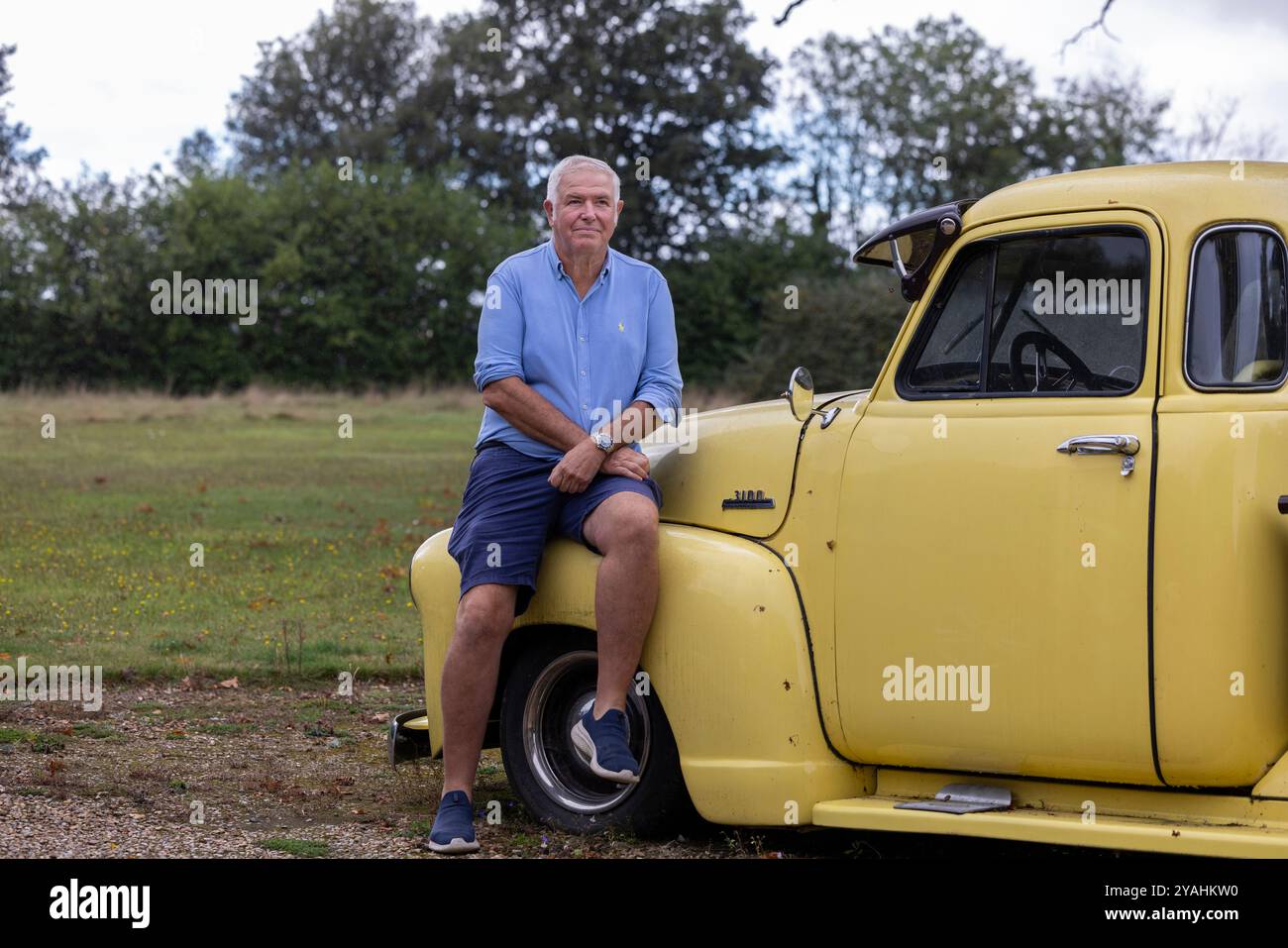 Fraser Duffin, résident local à Roydon, NR Diss, où des pylônes électriques sont prévus pour être érigés le long de la vallée de Waveney obscurcissant sa vue, Norfolk Banque D'Images