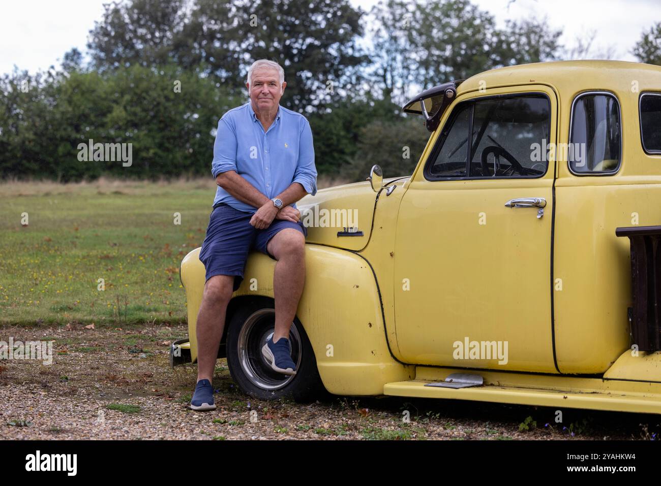 Fraser Duffin, résident local à Roydon, NR Diss, où des pylônes électriques sont prévus pour être érigés le long de la vallée de Waveney obscurcissant sa vue, Norfolk Banque D'Images