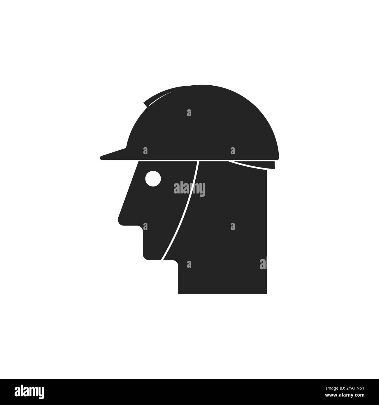 Casque de sécurité rond bleu isolé avec indication d'utilisation requis, avec illustration les hommes portent une barre Illustration de Vecteur