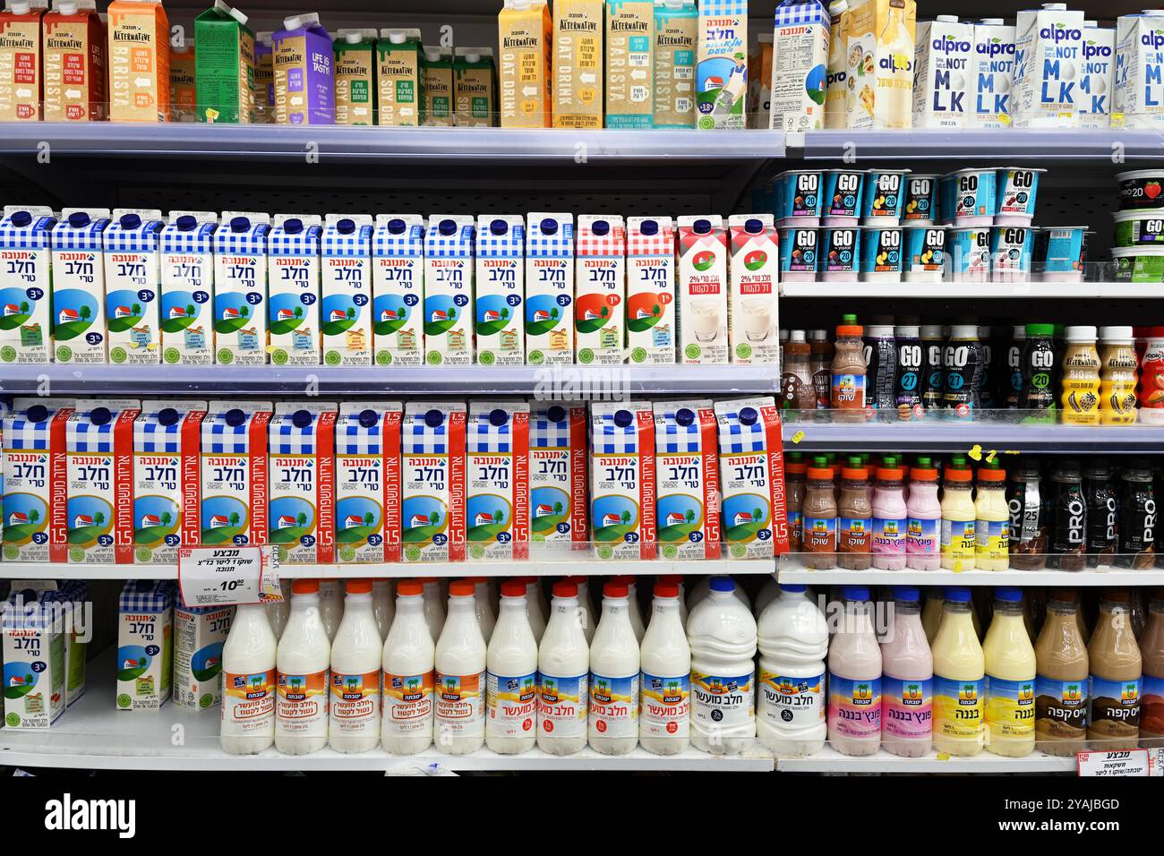 Produits laitiers dans une épicerie Banque D'Images