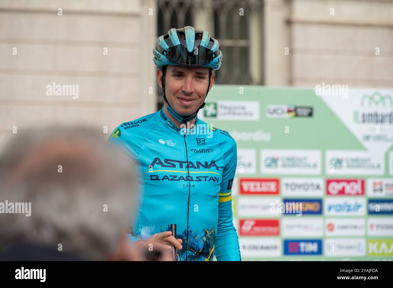 Lorenzo Fortunato, Astana Qazaqstan Team lors du Giro di Lombardia, course de Street Cycling à Bergame, Italie, le 12 octobre 2024 Banque D'Images