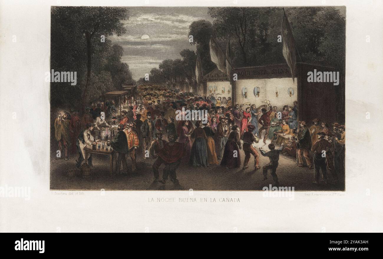Chili du XIXe siècle. Réveillon de Noël à la Cañada de Santiago. Chili. 1872 Banque D'Images