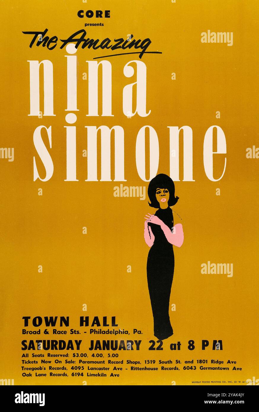 The Amazing Nina Simone, affiche de concert, Philadelphia Town Hall, 1963 Banque D'Images