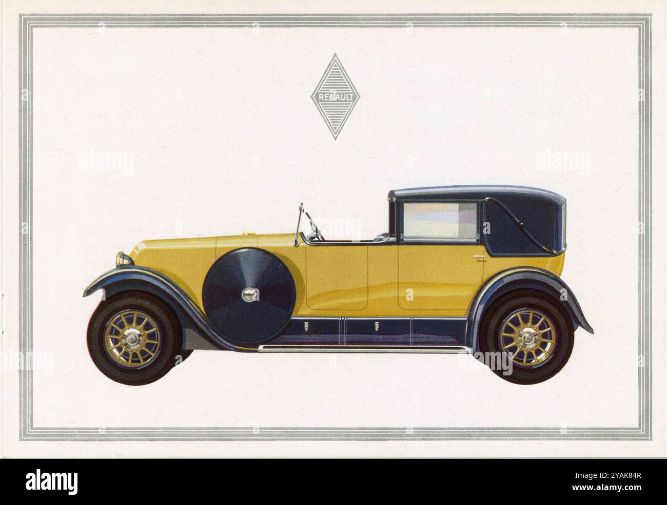Jaune Cabriolet 15 cv. 6 cylindres de luxe Renault - les 6 cylindres de luxe Renault 1920 Banque D'Images