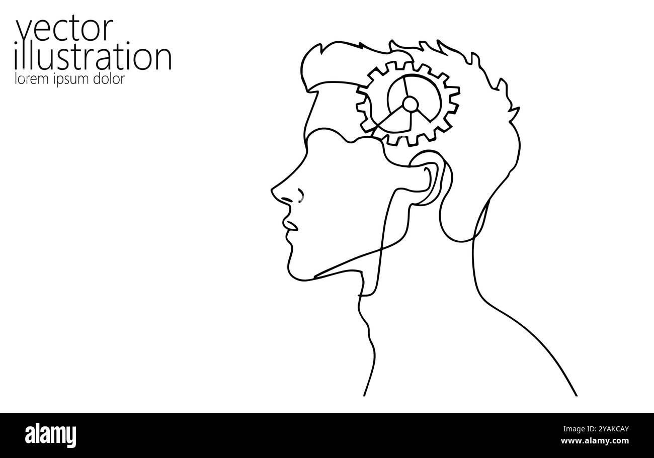 Concept de solution de problème de session de coaching à une seule ligne. Idée créative état d'esprit art thérapie psychologue. Stratégie de leader de la formation en ligne éducation Illustration de Vecteur