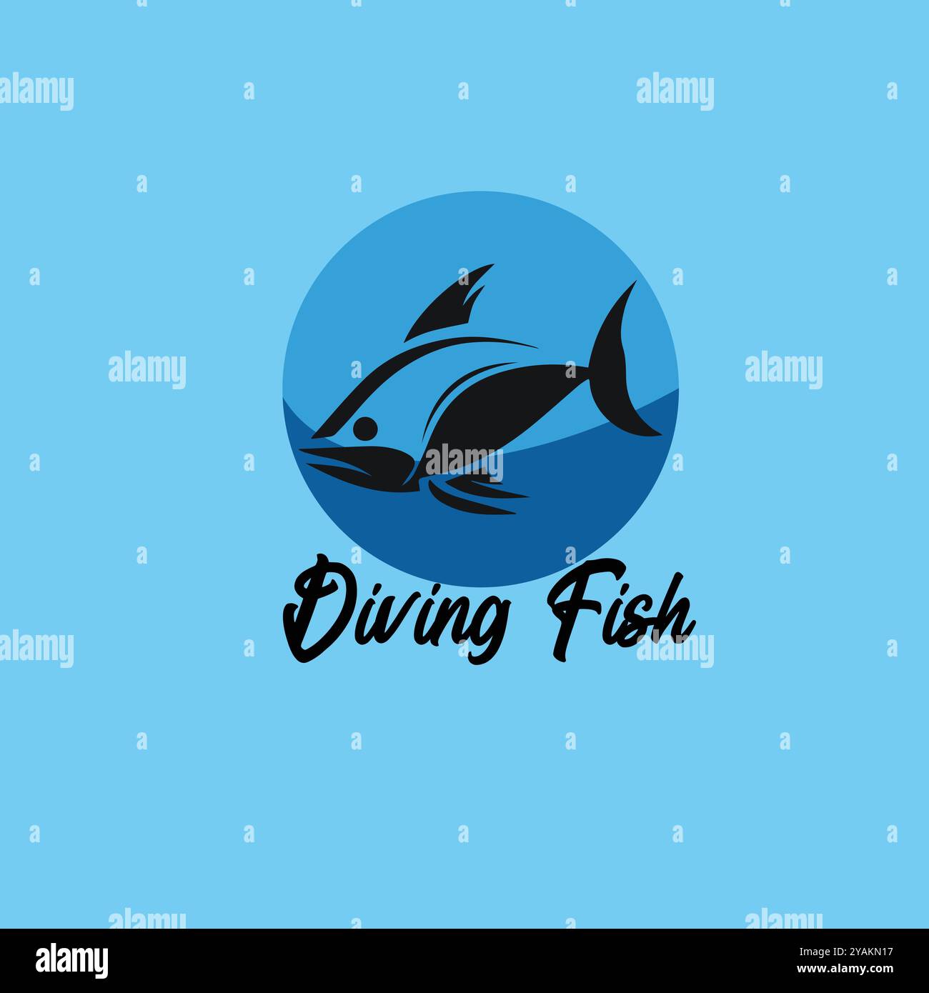 poisson plongeant dans la conception de logo de vecteur d'eau Illustration de Vecteur