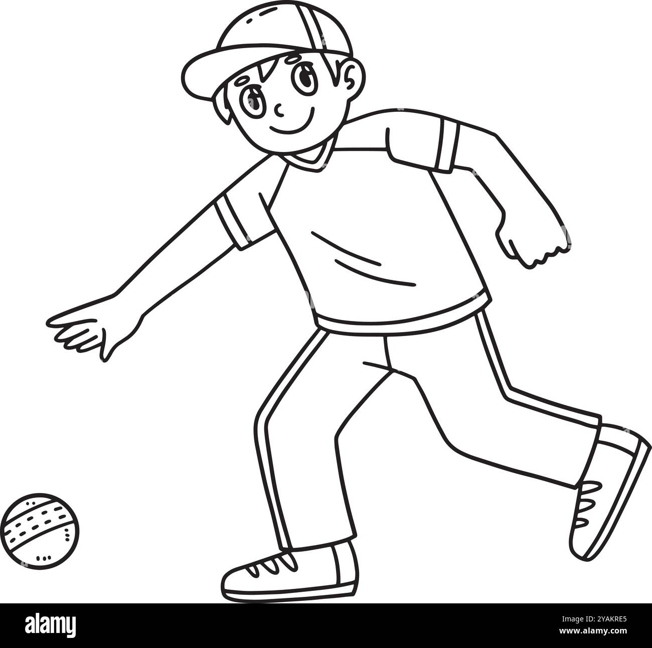 Cricket Fielder ramassant la balle isolé Illustration de Vecteur