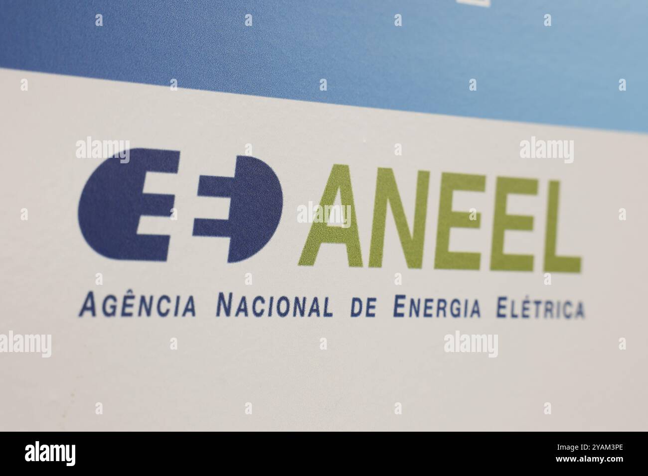 Logo de l'Agence brésilienne de réglementation de l'électricité. Icône ANEEL sur un mur. Symbole Agencia Nacional de Energia Eletrica. Banque D'Images