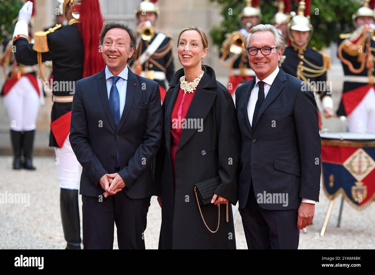 France. 14 octobre 2024. Stéphane Bern, Adélaïde de Clermont Tonnerre - le Président Emmanuel Macron reçoit la visite d'Etat de leurs Majestés le Roi et la Reine des Belges au Palais de l'Elysée à Paris, France. (Photo de Lionel Urman/Sipa USA) crédit : Sipa USA/Alamy Live News Banque D'Images