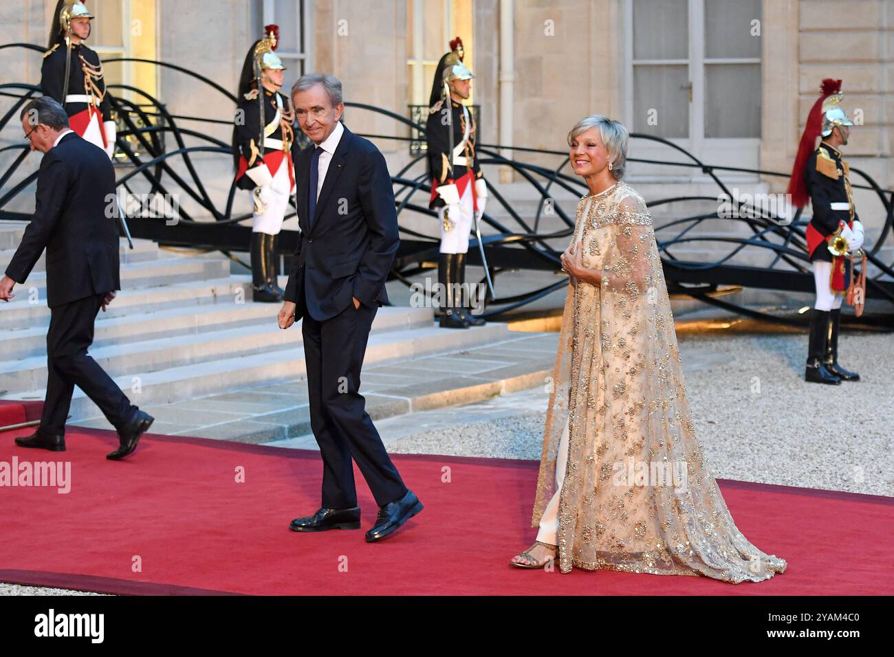 France. 14 octobre 2024. Bernard Arnault, Helene Mercier Arnault - le Président Emmanuel Macron reçoit la visite d'Etat de leurs Majestés le Roi et la Reine des Belges à l'Elysée à Paris, France. (Photo de Lionel Urman/Sipa USA) crédit : Sipa USA/Alamy Live News Banque D'Images