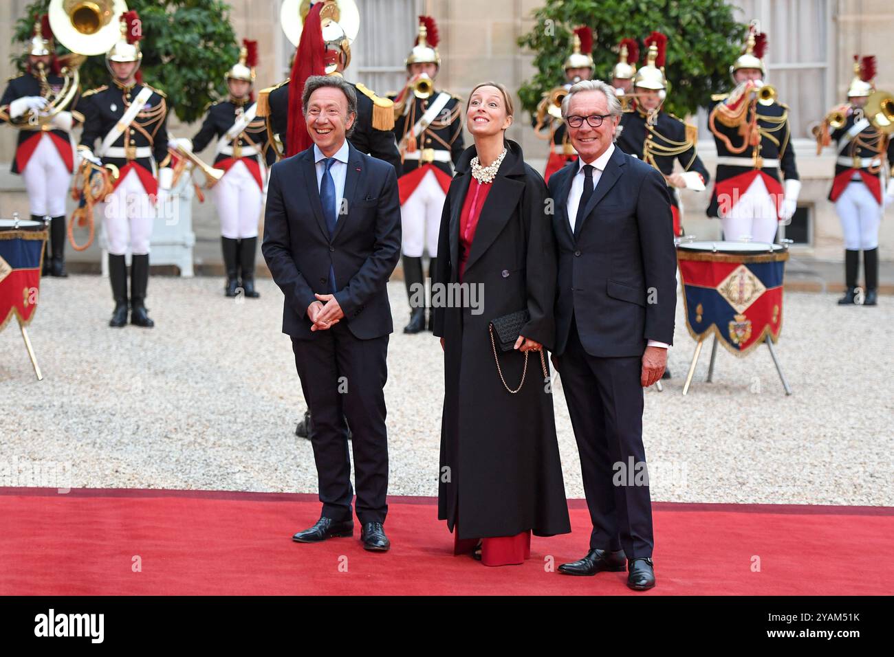 France. 14 octobre 2024. Stéphane Bern, Adélaïde de Clermont Tonnerre - le Président Emmanuel Macron reçoit la visite d'Etat de leurs Majestés le Roi et la Reine des Belges au Palais de l'Elysée à Paris, France. (Photo de Lionel Urman/Sipa USA) crédit : Sipa USA/Alamy Live News Banque D'Images