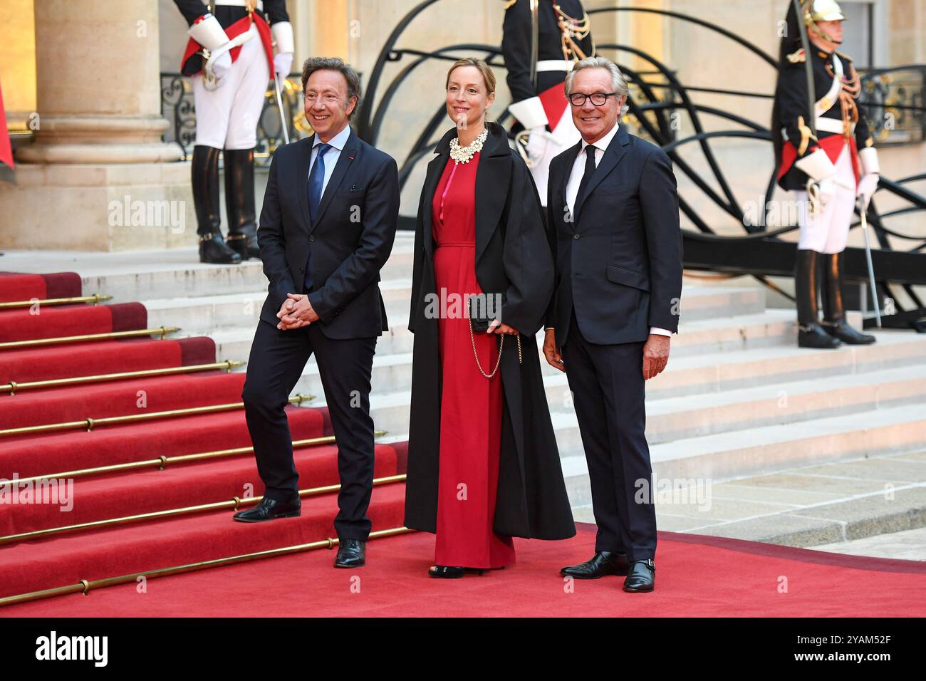 France. 14 octobre 2024. Stéphane Bern, Adélaïde de Clermont Tonnerre - le Président Emmanuel Macron reçoit la visite d'Etat de leurs Majestés le Roi et la Reine des Belges au Palais de l'Elysée à Paris, France. (Photo de Lionel Urman/Sipa USA) crédit : Sipa USA/Alamy Live News Banque D'Images