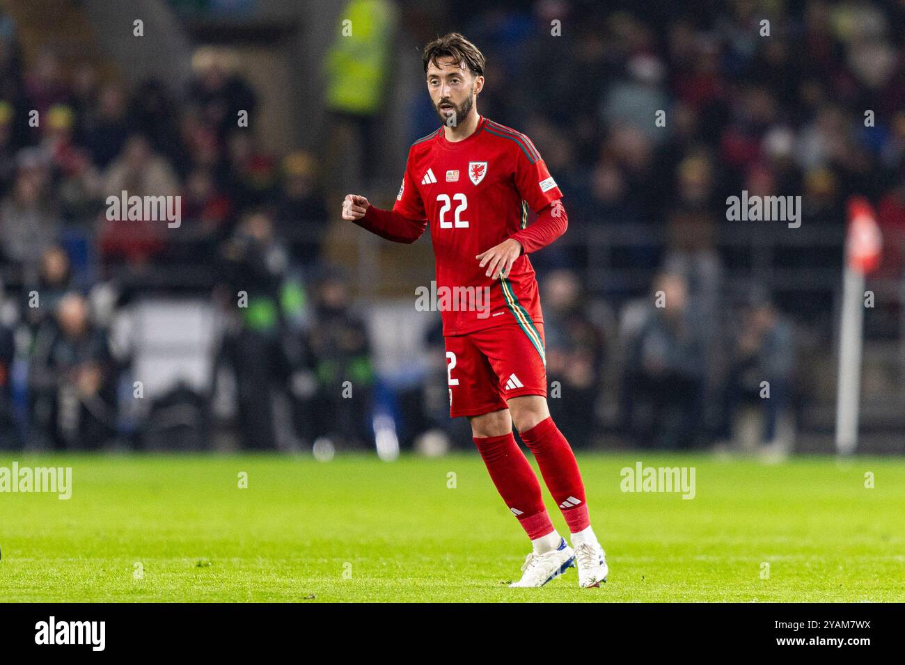 Cardiff, Royaume-Uni. 14 octobre 2024. Joshua Sheehan du pays de Galles en action. Pays de Galles contre Monténégro dans la Ligue des Nations de l'UEFA au stade de Cardiff le 14 octobre 2024. Crédit : Lewis Mitchell/Alamy Live News Banque D'Images