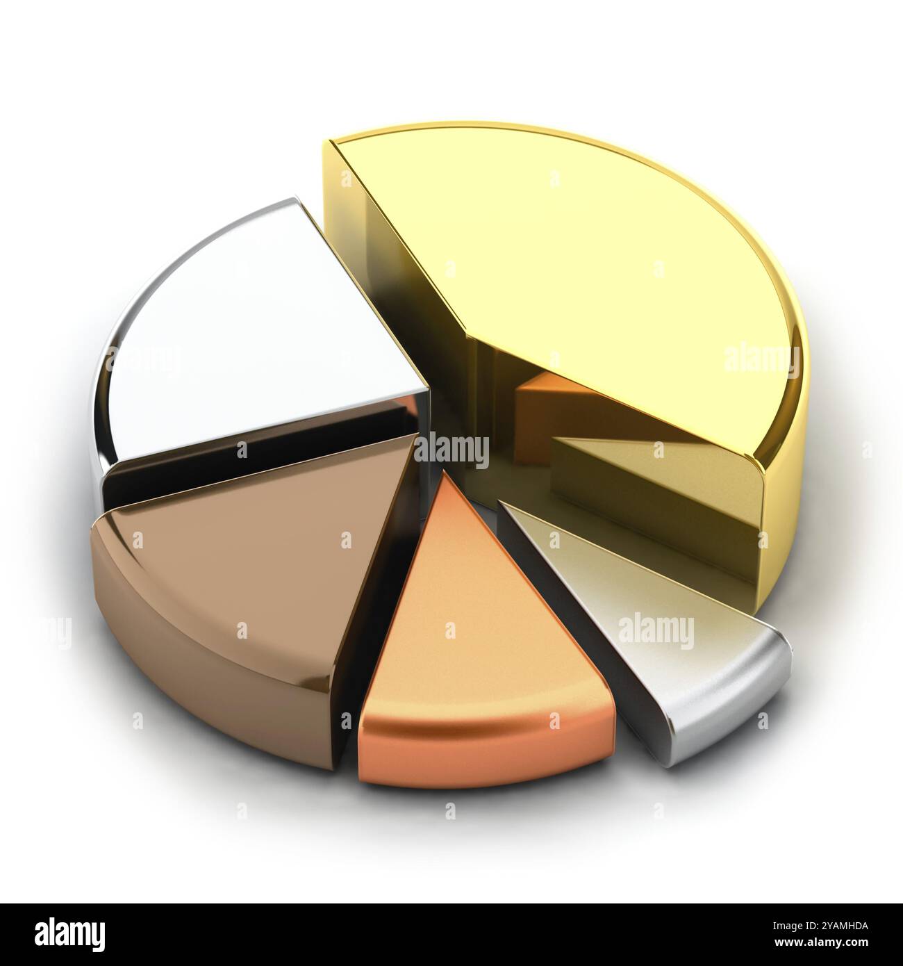 Diagramme circulaire, fait de différents métaux, or, argent, bronze, cuivre, plomb Banque D'Images