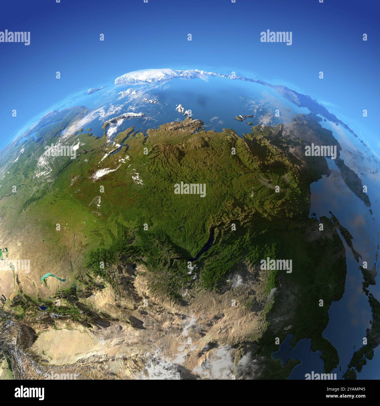 Asie, Russie, extrême-Orient, Sibérie, Chine. La vue depuis les satellites, Europe Banque D'Images