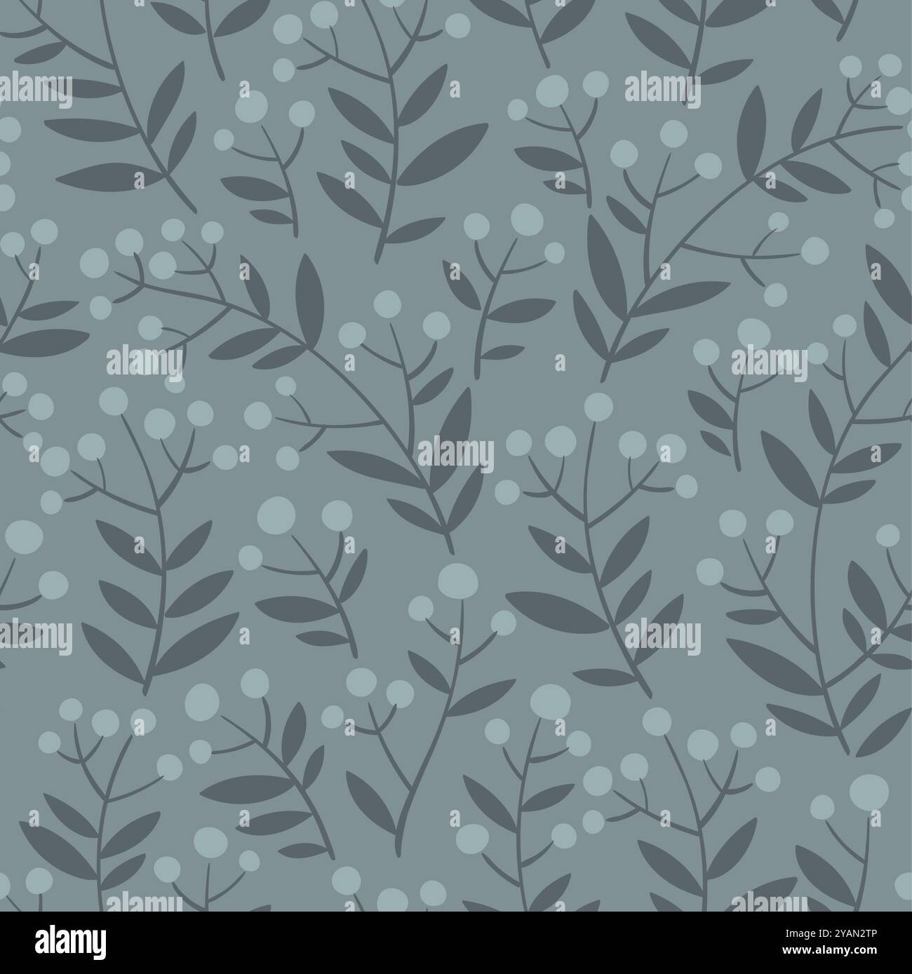 Motif sans couture dessiné à la main de couleurs vertes avec entrelacement de branches. Belle impression de mode verticale romantique pour fond, design de vacances, mur Illustration de Vecteur