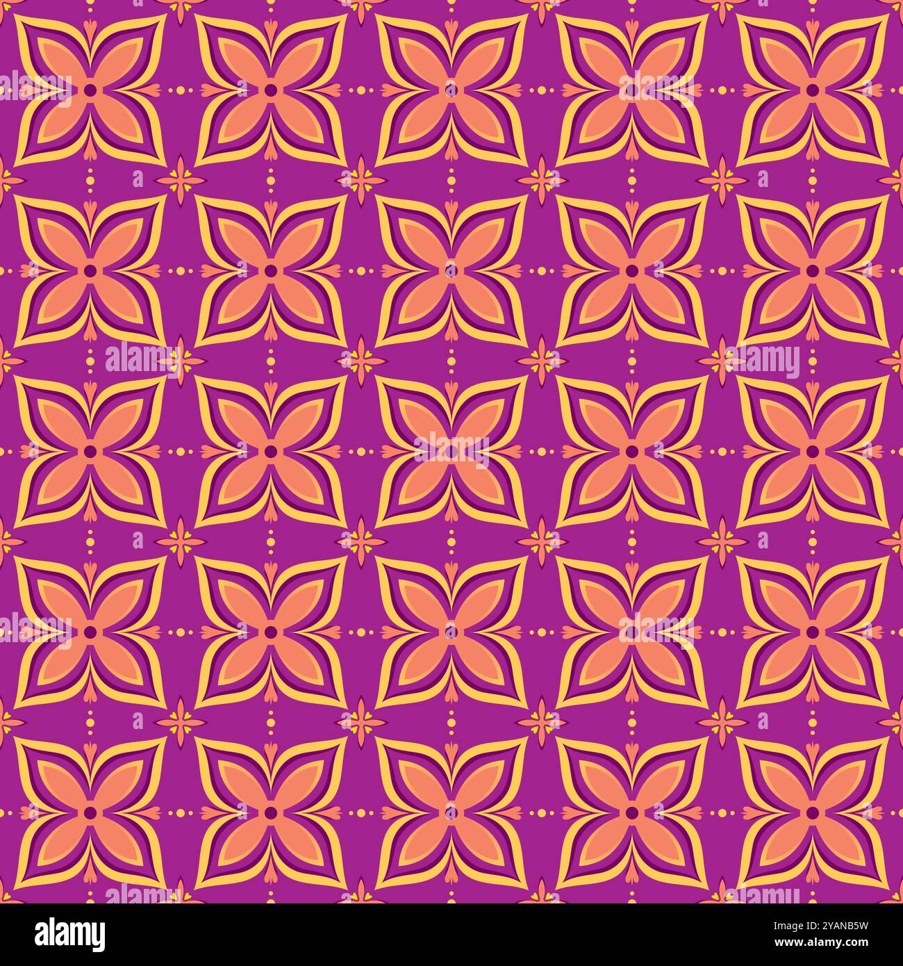 Motif carrelé avec motif fleur. Talavera Pattern Purple couleur Illustration de Vecteur