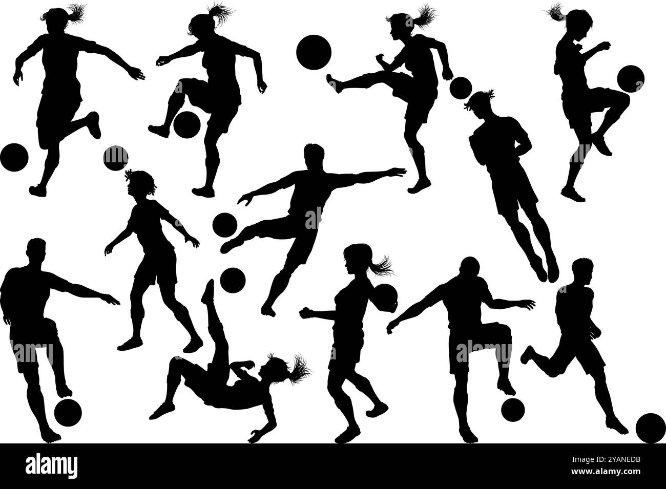 Soccer silhouettes mixtes ensembles 2024 A5 Illustration de Vecteur