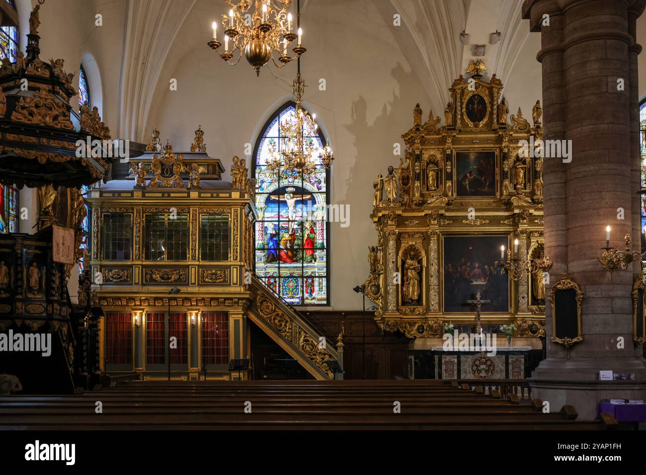 Stockholm, Suède - 26 juillet 2023 : intérieur de l'Église allemande parfois appelé « satisfait » Église de Gertrude à Stockholm Banque D'Images