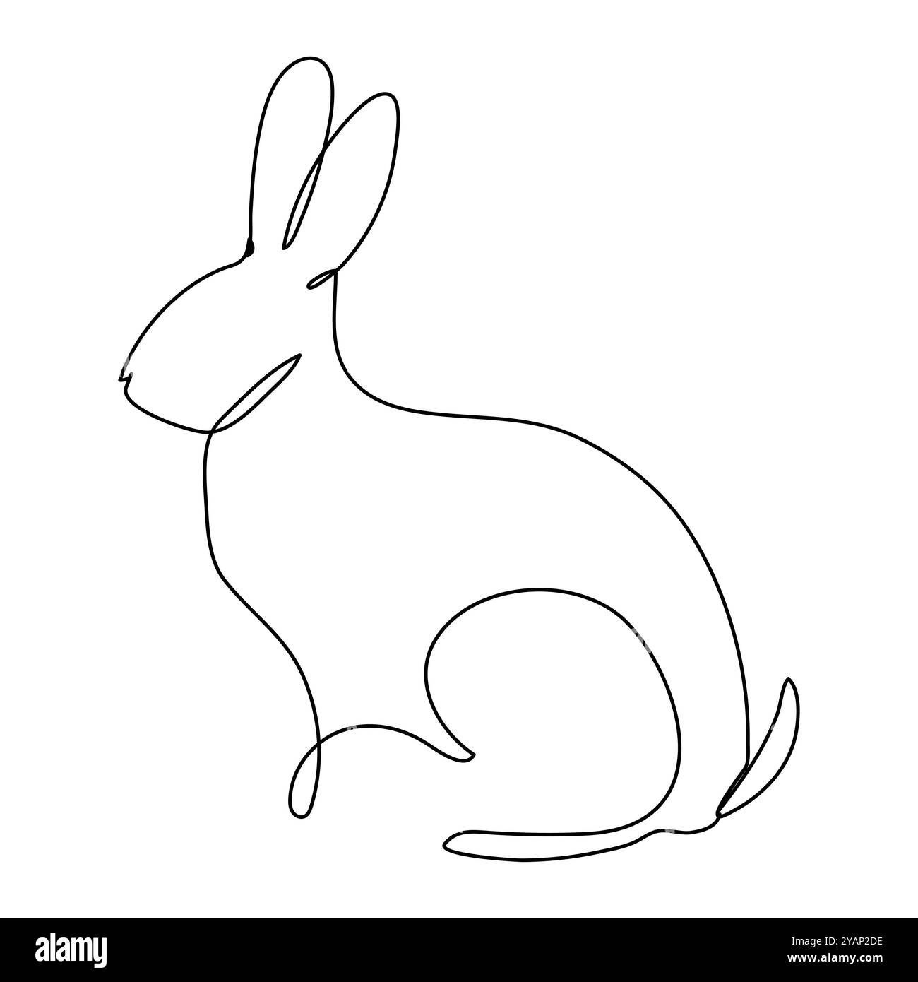Dessin continu d'une ligne de lapin de Pâques. Jolie silhouette de lapin avec des oreilles dans un style minimaliste simple pour le motif de printemps carte de voeux et Web Ban Illustration de Vecteur