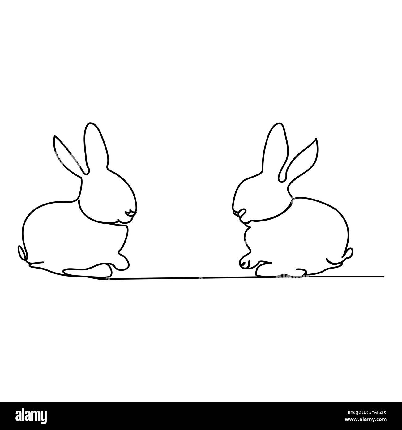 Dessin continu d'une ligne de lapin de Pâques. Jolie silhouette de lapin avec des oreilles dans un style minimaliste simple pour le motif de printemps carte de voeux et Web Ban Illustration de Vecteur