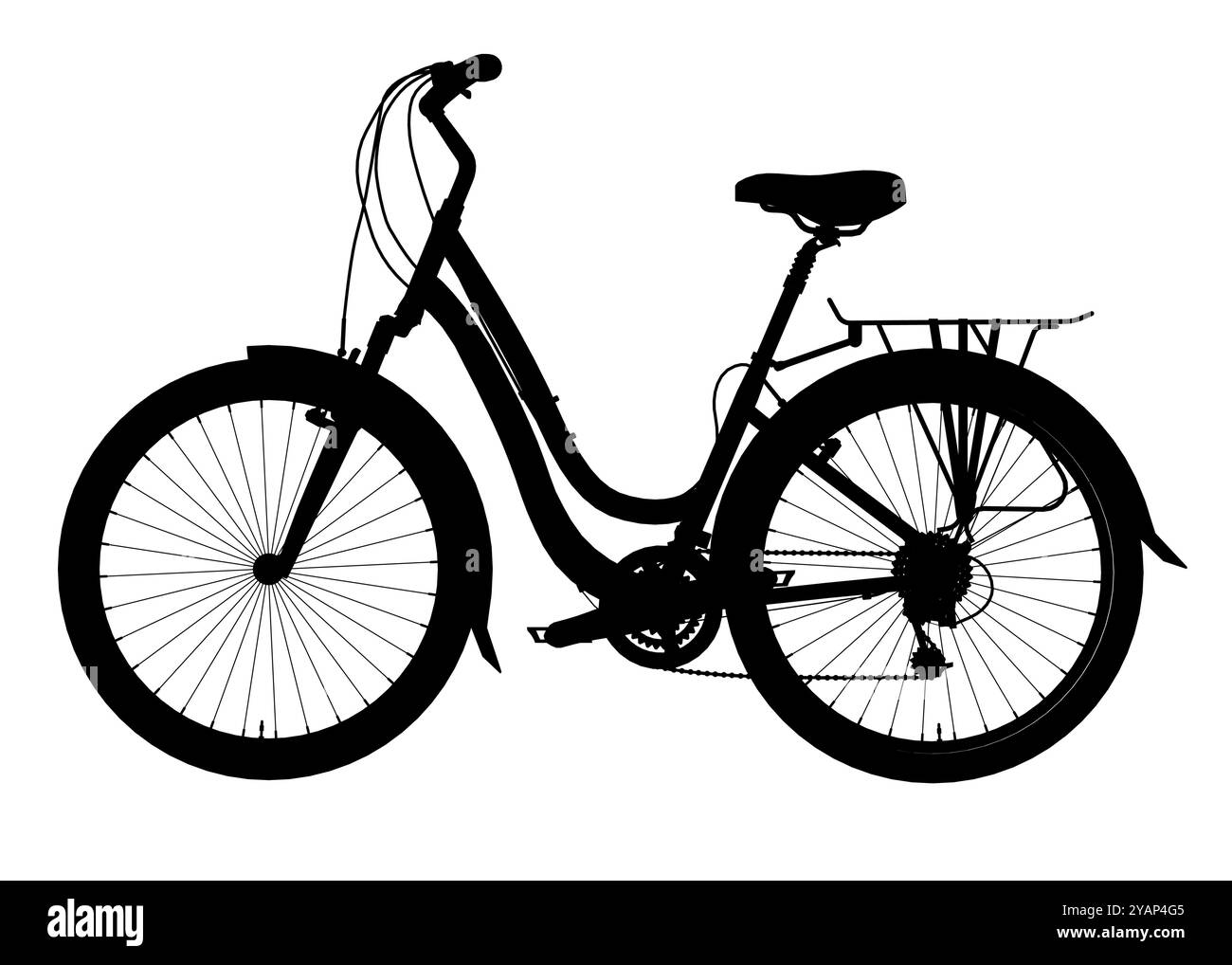 Silhouette de vélo de ville isolée sur fond blanc. Vue latérale. Illustration vectorielle. Illustration de Vecteur