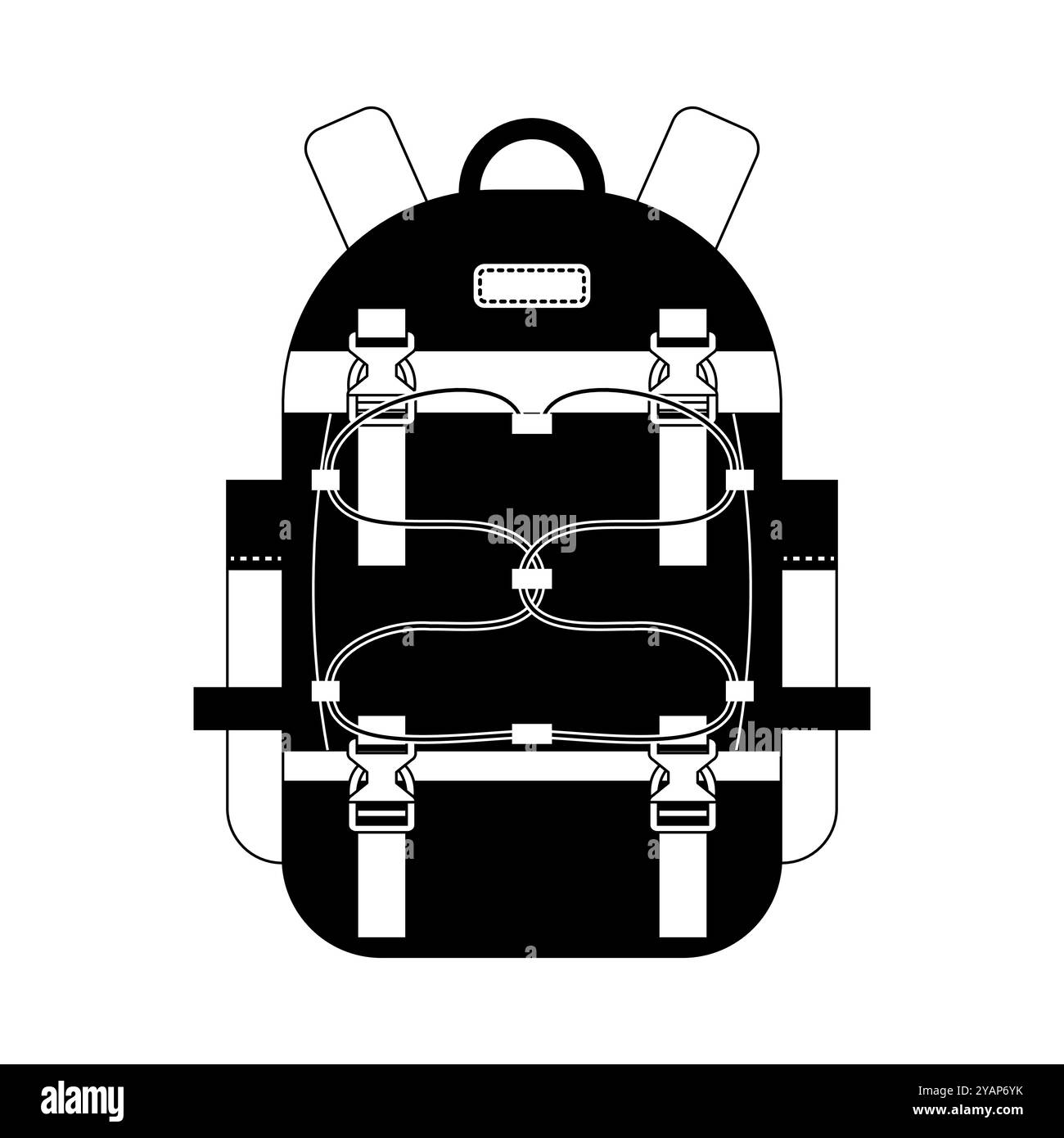 Sac à dos de randonnée bleu isolé sur fond blanc, style monochrome, illustration vectorielle de matériel de camping Illustration de Vecteur