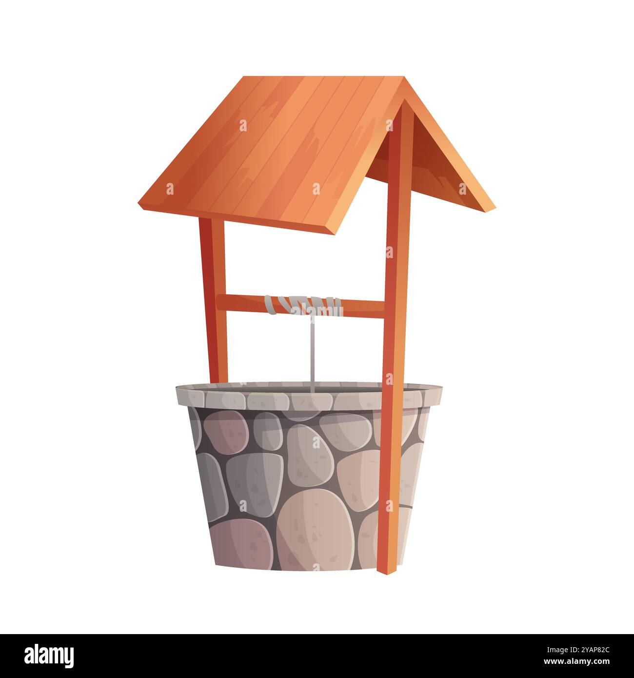 Vieux village puits d'eau en bois et en pierre, médiéval souhaitant dessiner bien illustration vectorielle Illustration de Vecteur