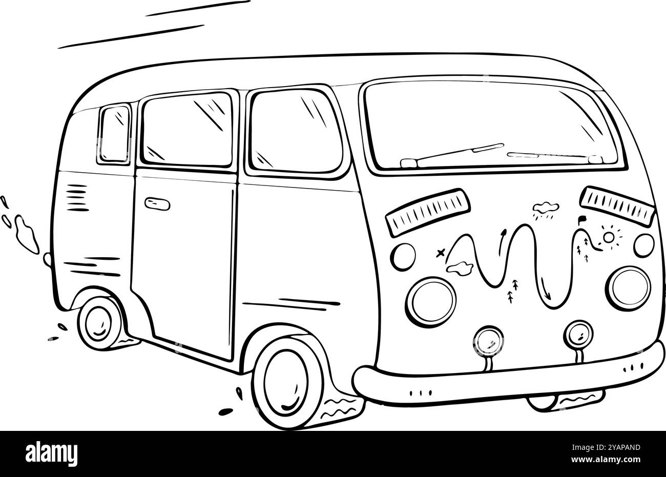 Classique Volkswagen bus illustration Vintage style rétro et aventure créative Illustration de Vecteur