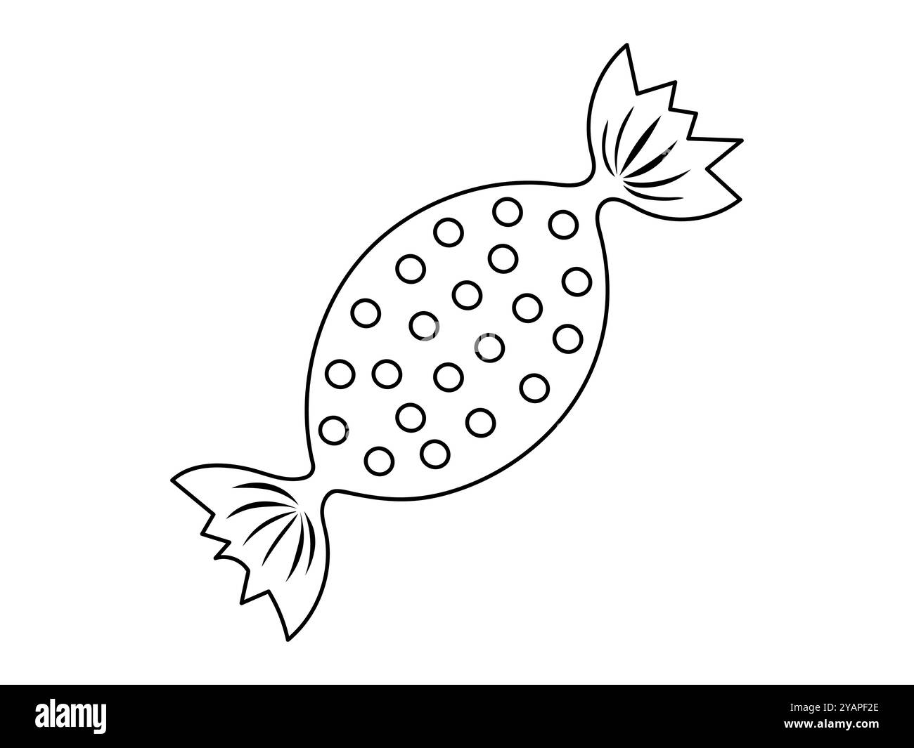 Contour noir d'un bonbon enveloppé isolé sur fond blanc. Concept de bonbons, confiserie, dessert, design minimaliste, dessin au trait. Imprimer, IC Illustration de Vecteur