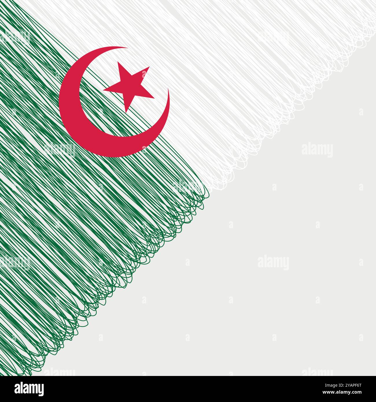 Algérie jour de la Révolution le 1er novembre. Fond de vecteur de drapeau Algérie de style Scribble. Affiche, carte, bannière. Copier l'espace. Illustration de Vecteur