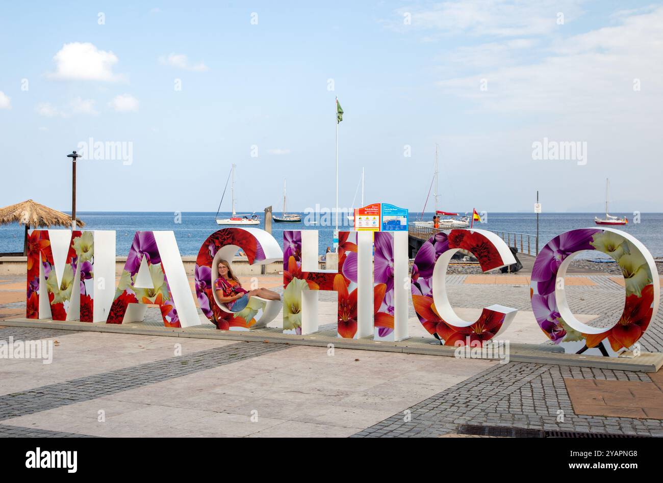 Machico la deuxième plus grande ville et station balnéaire sur l'île portugaise de Madère Banque D'Images