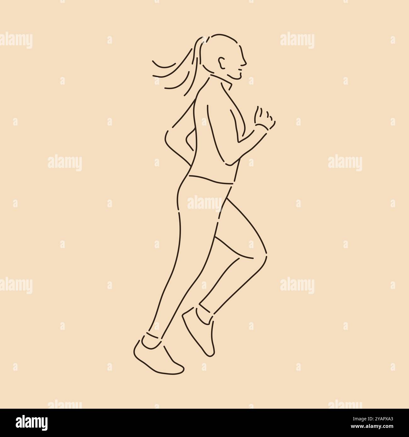Femme en cours d'exécution. Dessin au trait. Illustration vectorielle de contour d'esquisse Illustration de Vecteur
