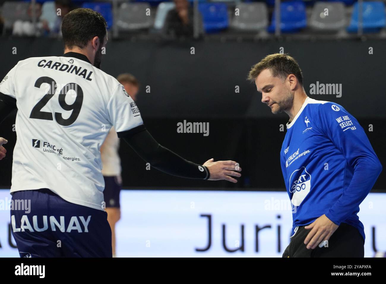 16 Mate Sunjic et 29 Youenn Cardinal de Cesson Rennes Métropole Handball lors du championnat de France, match de handball Liqui Moly Starligue entre Cesson-Rennes et Fenis Toulouse le 12 octobre 2024 au Glaz Arena de Cesson-Sévigné, France - photo Laurent Lairys / DPPI Banque D'Images