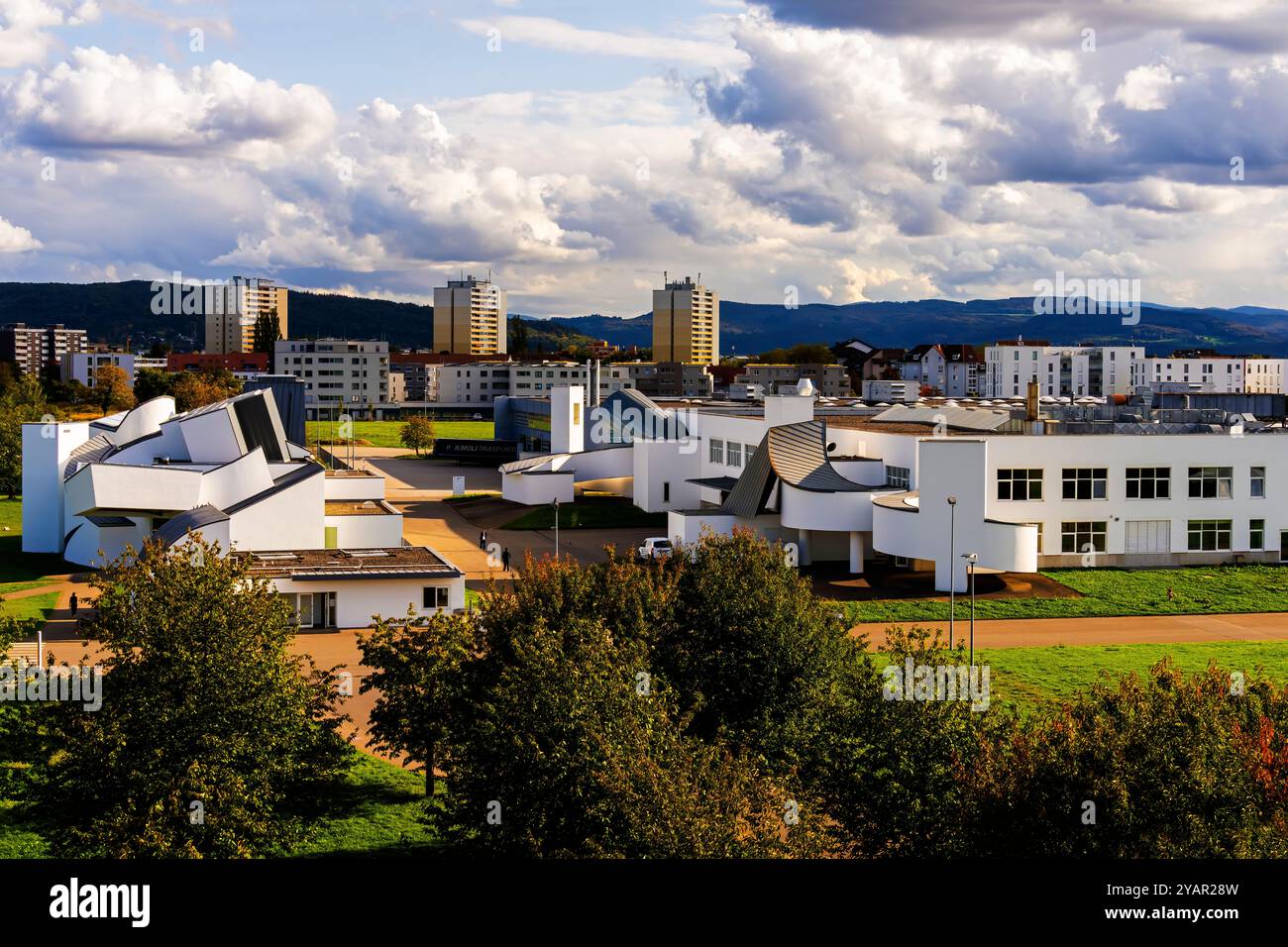 Vitra Compound, Weil am Rhein, Allemagne. Les bâtiments sont conçus par des architectes de renommée mondiale. Weil am Rhein, Allemagne. Banque D'Images