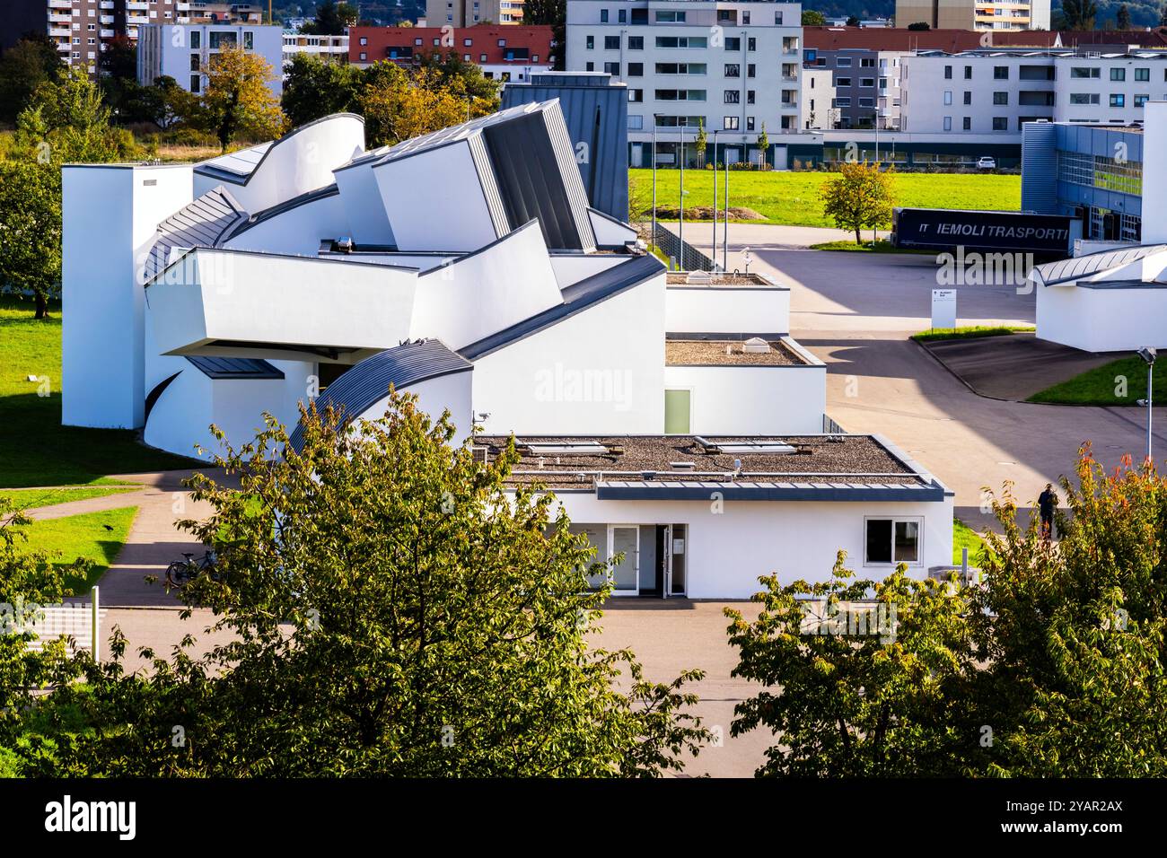 Vitra Compound, Weil am Rhein, Allemagne. Les bâtiments sont conçus par des architectes de renommée mondiale. Weil am Rhein, Allemagne. Banque D'Images
