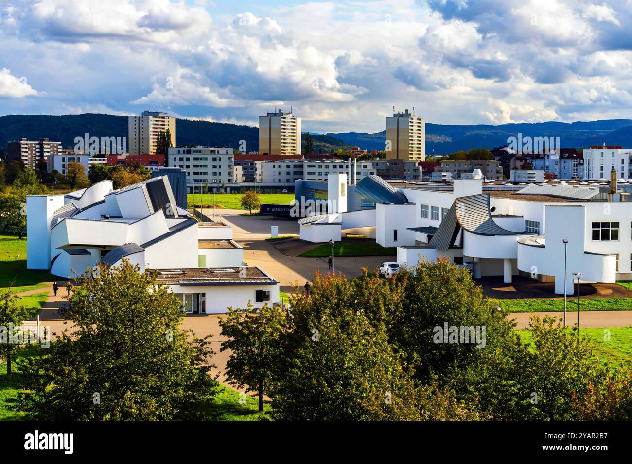 Vitra Compound, Weil am Rhein, Allemagne. Les bâtiments sont conçus par des architectes de renommée mondiale. Weil am Rhein, Allemagne. Banque D'Images