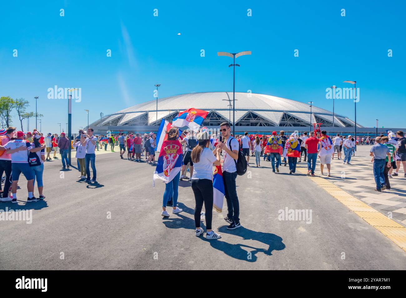 Fans de football à Samara Arena à Samara Russie pendant la Coupe du monde 2018 Banque D'Images