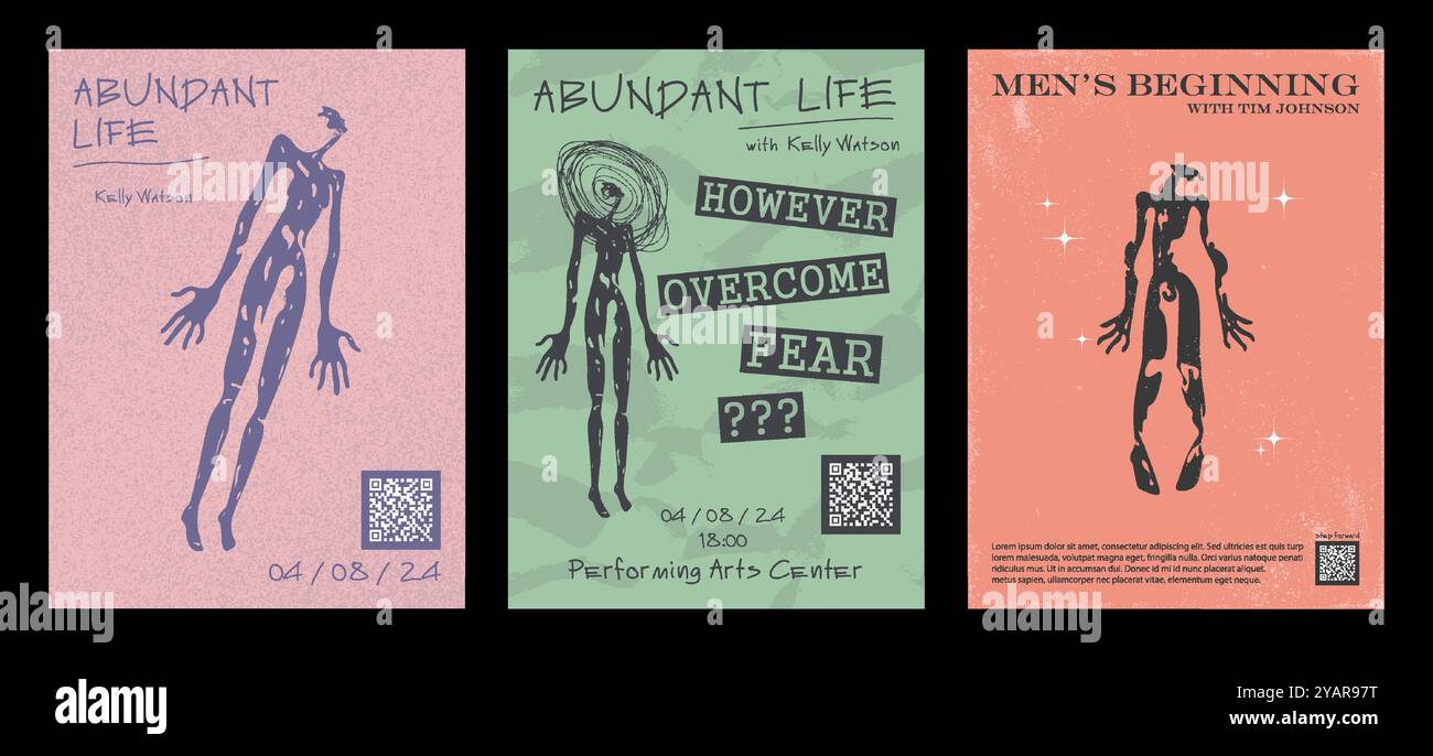 Santé mentale, séance avec un psychologue, séminaire, ensemble de bannières graphiques Illustration de Vecteur