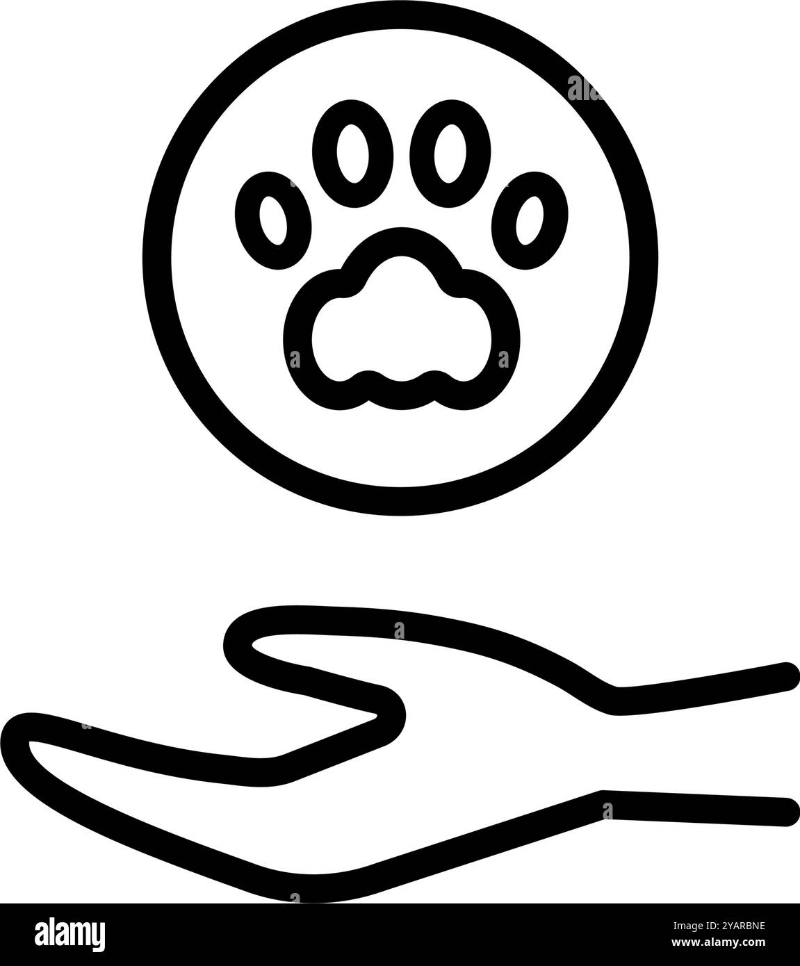 Imprimé pattes animales. Icône de ligne de patte de chien ou de chat. Panneau d'empreinte PET. Icône de tracé de chien. Illustration vectorielle simple isolée sur blanc. Illustration de Vecteur