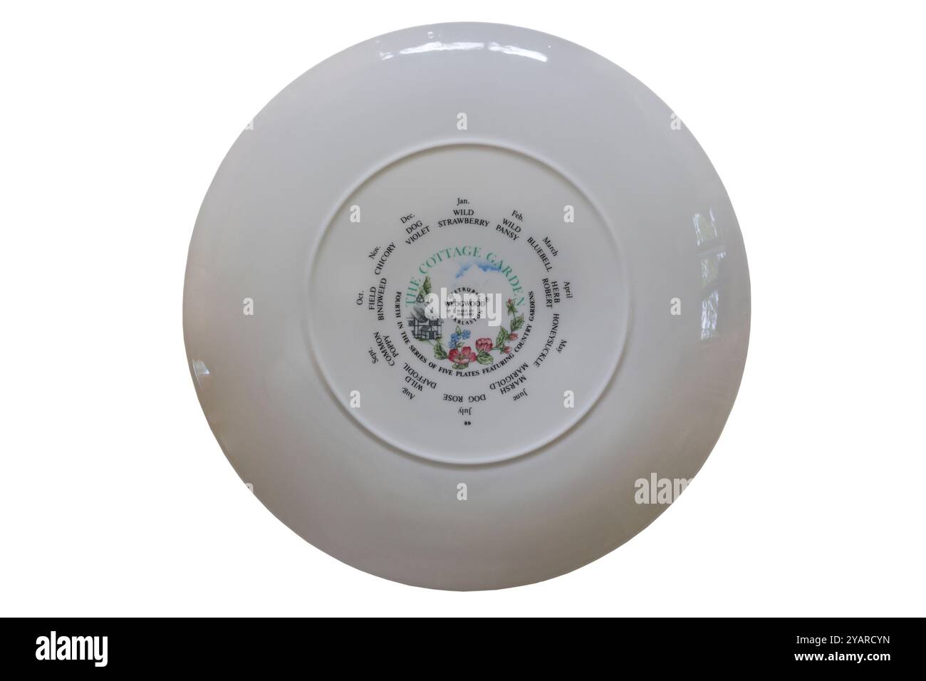Le Cottage Garden 1994 plaque Wedgwood isolé sur fond blanc arrière - fabriqué en Angleterre, Wedgwood of Etruria & Barlaston Banque D'Images